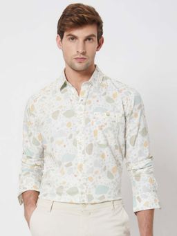 Mufti - Off White Abstract Men Shirt