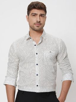 Mufti - Bright White Abstract Men Shirt