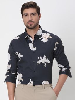 Mufti - Dark Charcoal Floral Men Shirt