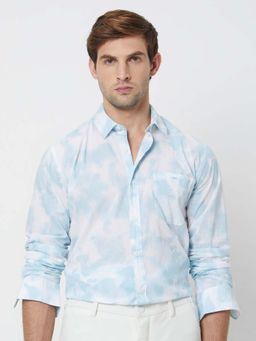 Mufti - Light Blue Tie and Dye Men Shirt