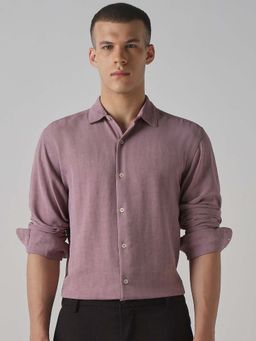 Mufti - Dusty Lilac Purple Self Design Men Shirt