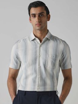 Mufti - Muted Sage Green Stripes Men Shirt
