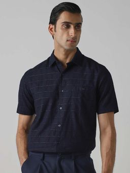 Mufti - Deep Midnight Navy Blue Checks Men Shirt