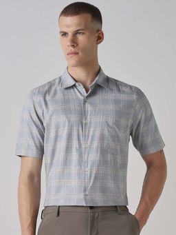 Mufti - Muted Steel Grey Checks Men Shirt