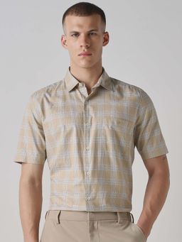 Mufti - Soft Beige Checks Men Shirt