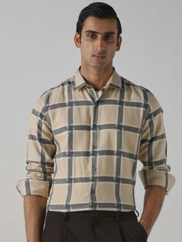 Mufti - Muted Beige Checks Men Shirt