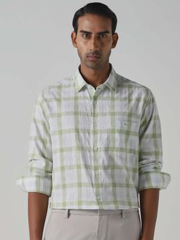 Mufti - Muted Sage Green Checks Men Shirt
