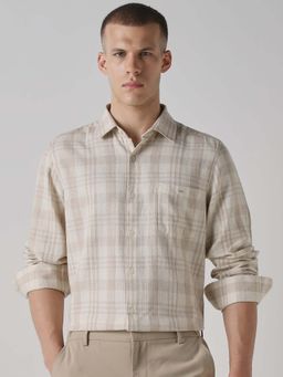 Mufti - Muted Beige Checks Men Shirt