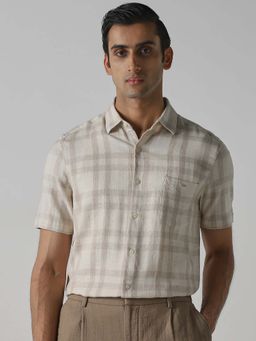 Mufti - Muted Beige Checks Men Shirt