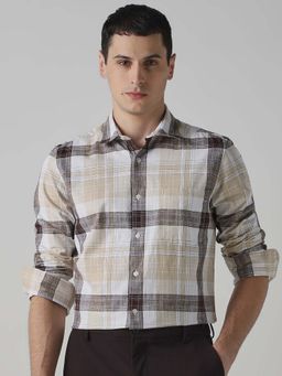 Mufti - Warm Beige White Checks Men Shirt