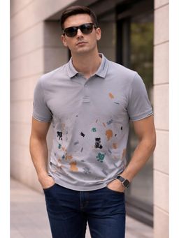 Parcel Yard - Stylized Print Half Sleeve Polo Cotton T-Shirt For Men