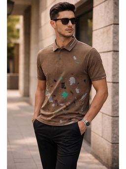 Parcel Yard - Stylized Print Half Sleeve Polo Cotton T-Shirt For Men
