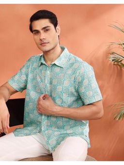 Fabindia - Blue Cotton Printed Shirt