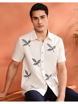 Fabindia - Off White Cotton Madhubani Bush Shirt