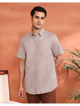 Fabindia - Brown Cotton Hand Block Printed Shirt