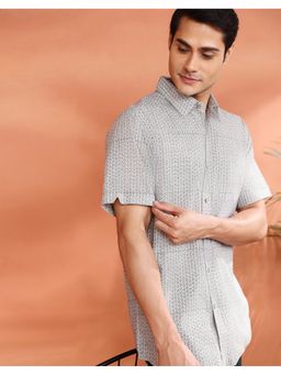 Fabindia - Grey Cotton Hand Block Printed Shirt