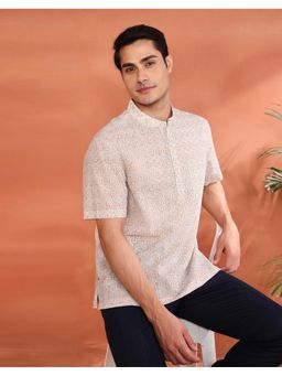 Fabindia - Beige Cotton Hand Block Printed Mid Placket Shirt