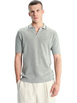 Bonkers Corner - Ashblend Knit Grey Polo Tshirt