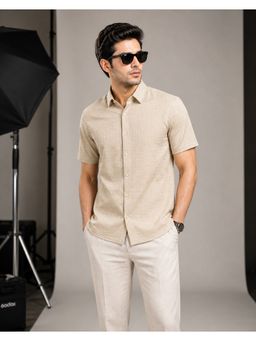 Parcel Yard - Men's Beige Casual Summer Shirt