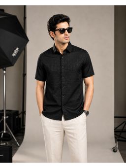 Parcel Yard - Men's Black Casual Summer Shirt