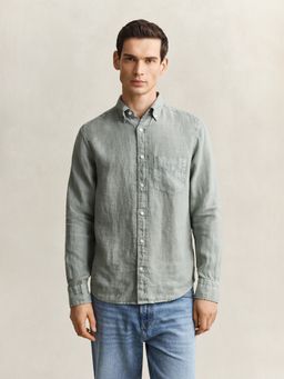 GANT - Men Grey Garment Dyed Pure Linen Shirt