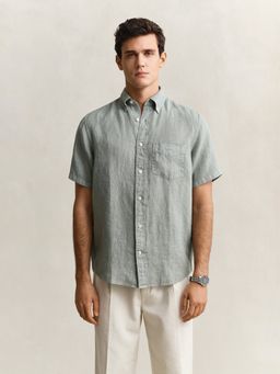 GANT - Men Grey Garment Dyed Pure Linen Shirt