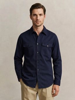 GANT - Men Navy Blue Solid Shirt