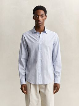 GANT - Men Blue Dobby Striped Cotton Shirt