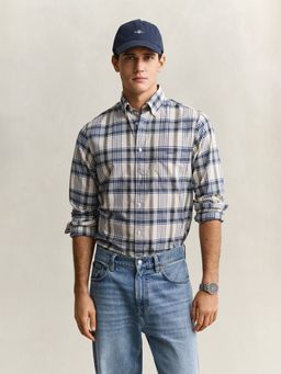 GANT - Men Blue Checked Cotton Shirt