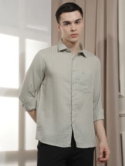 CRIMSOUNE CLUB - Men's Green Vertical Stripes Shirt