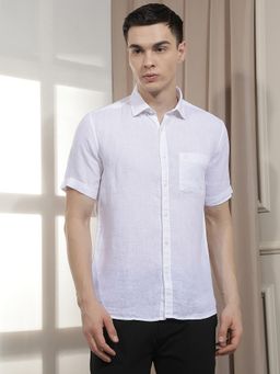 CRIMSOUNE CLUB - Men's White Linen Shirt