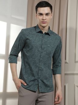 CRIMSOUNE CLUB - Men's Green Printed Shirt