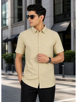 Parcel Yard - Men's Casual Beige Summer Shirt