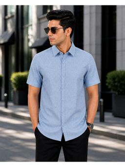 Parcel Yard - Men's Blue Casual Summer Shirt
