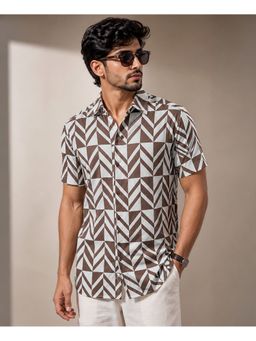 Parcel Yard - Men's Casual Brown Summer Shirt
