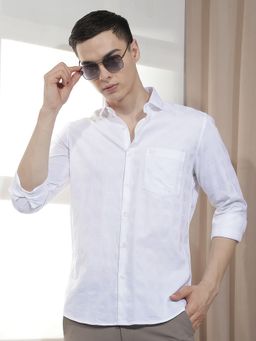 CRIMSOUNE CLUB - Men's White Jacquard Shirt