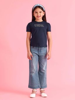 U.S. POLO ASSN. - Girls Cotton Printed Regular Fit T-shirt