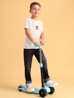 U.S. POLO ASSN. - Boys White Round Neck Cotton Stripes T-shirt