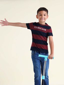 U.S. POLO ASSN. - Boys Horizontal Striped Regular Fit T-shirt