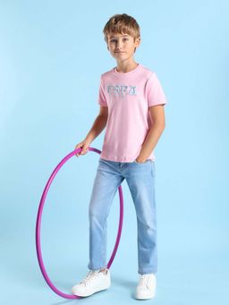 U.S. POLO ASSN. - Boys Pink Cotton Embroidered Regular Fit T-shirt