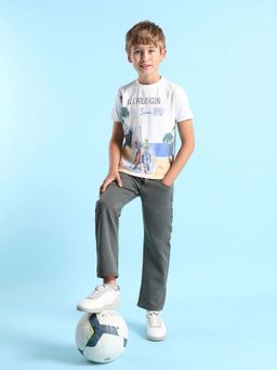 U.S. POLO ASSN. - Boys White Printed Regular Fit T-shirt