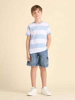 U.S. POLO ASSN. - Boys Blue Horizontal Striped Regular Fit T-shirt