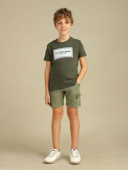 U.S. POLO ASSN. - Boys Green Cotton Printed Regular Fit T-shirt