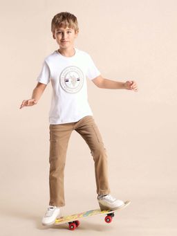 U.S. POLO ASSN. - Boys White Cotton Printed Regular Fit T-shirt