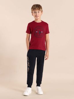 U.S. POLO ASSN. - Boys Red Cotton Embroidered Regular Fit T-shirt