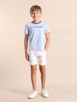 U.S. POLO ASSN. - Boys Blue Cotton Textured Regular Fit T-shirt