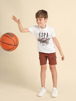 U.S. POLO ASSN. - Boys White Cotton Printed Regular Fit T-shirt