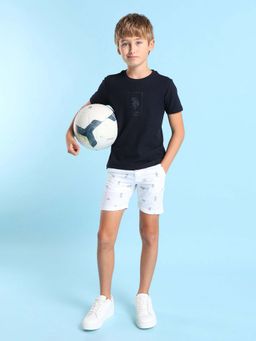 U.S. POLO ASSN. - Boys Navy Blue Cotton Printed Regular Fit T-shirt