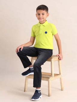 U.S. POLO ASSN. - Boys Green Solid Cotton Polo T-shirt