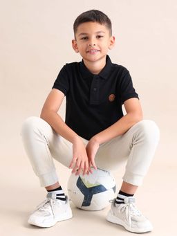 U.S. POLO ASSN. - Boys Black Solid Regular Fit Polo T-shirt